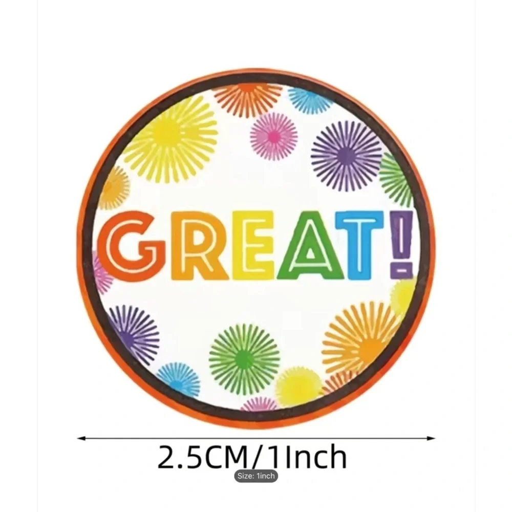 New! 500 Colorful Motivational Sticker Roll Wow Well Done Great Excellent